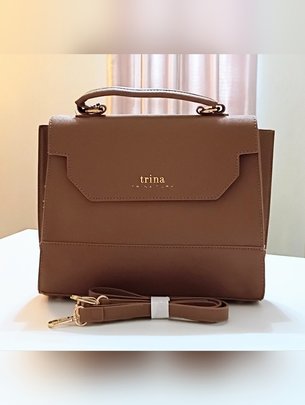 Trina Turk Tan Top-Handle Satchel Bag
